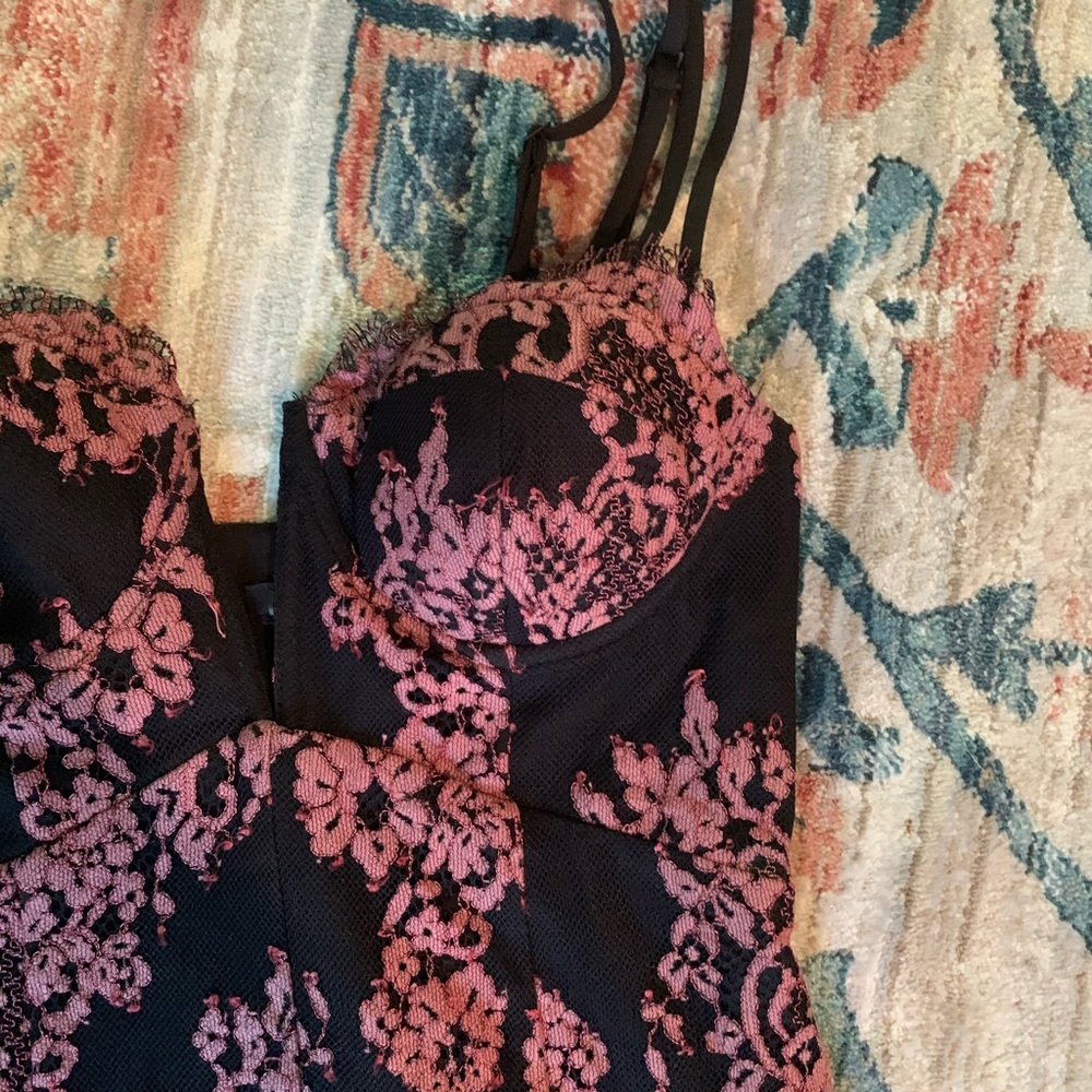 NBD lace black and pink dress